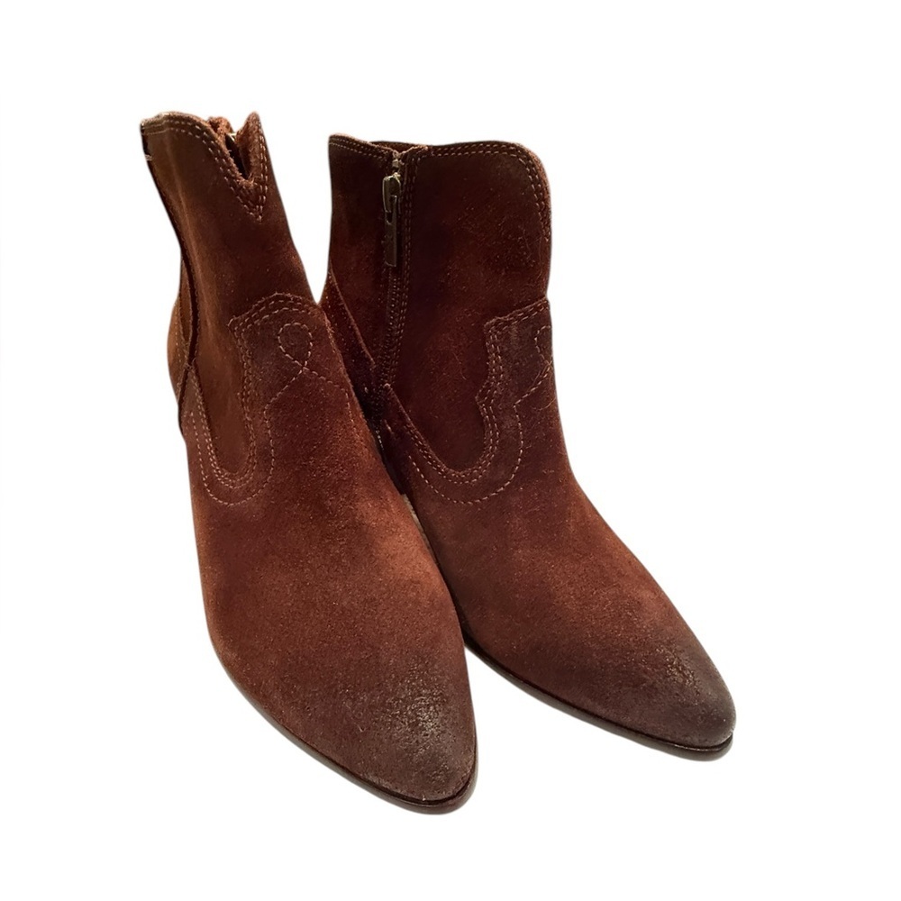 Frye Womens Brown Suede Leather Zip Short Ankle Chukka Boots Bootie Size 7.5